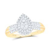 1/3CTW-DIA CN PEAR DOUBLE HALO BRIDAL RING
